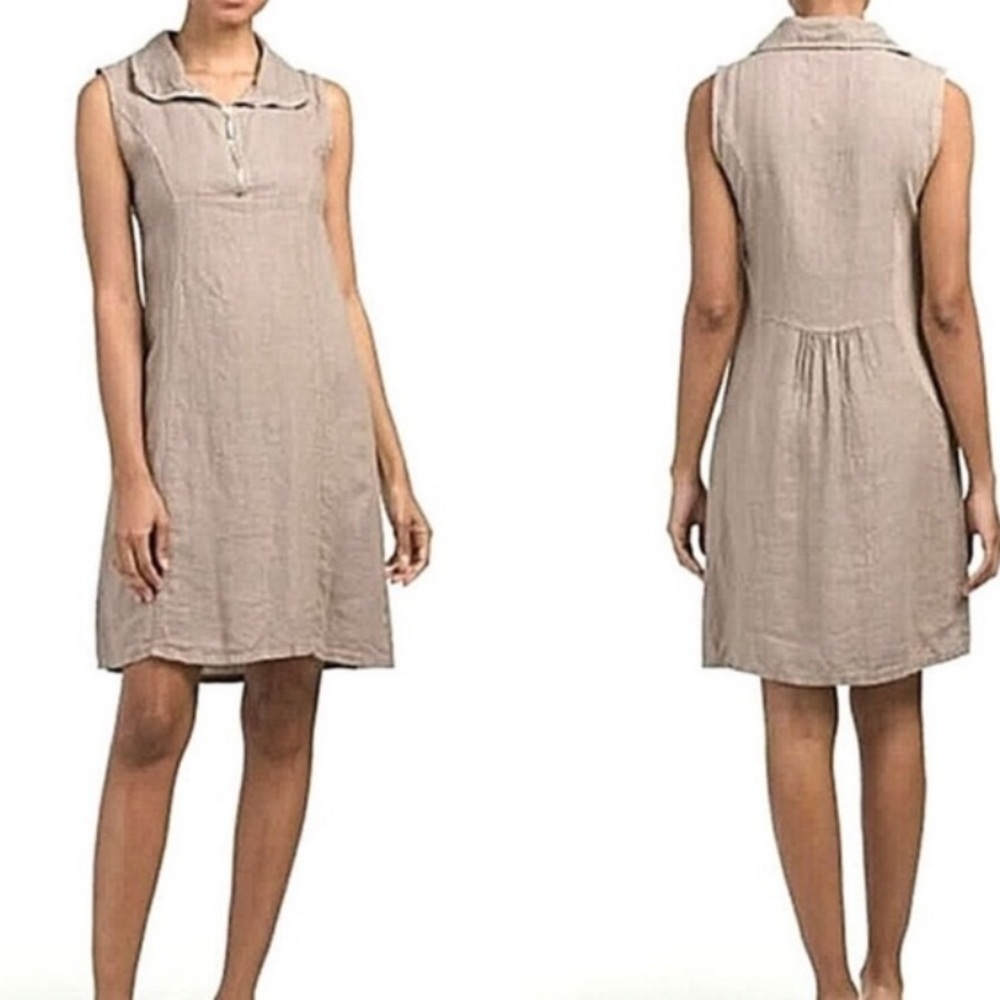 Lungo L'arno Linen Zip Up Sleeveless Dress Size S